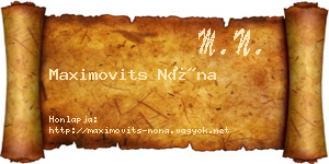 Maximovits Nóna névjegykártya